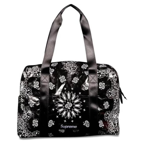 Supreme SS/21 Black Bandana Tarp Small Duffle Bag - Picture 1 of 13